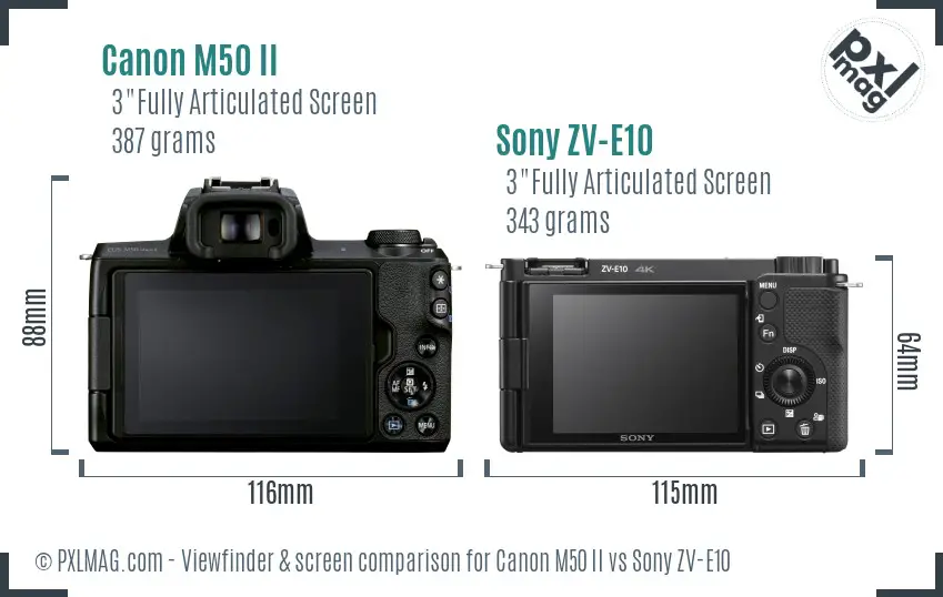 Canon M50 II vs Sony ZV-E10 Screen and Viewfinder comparison