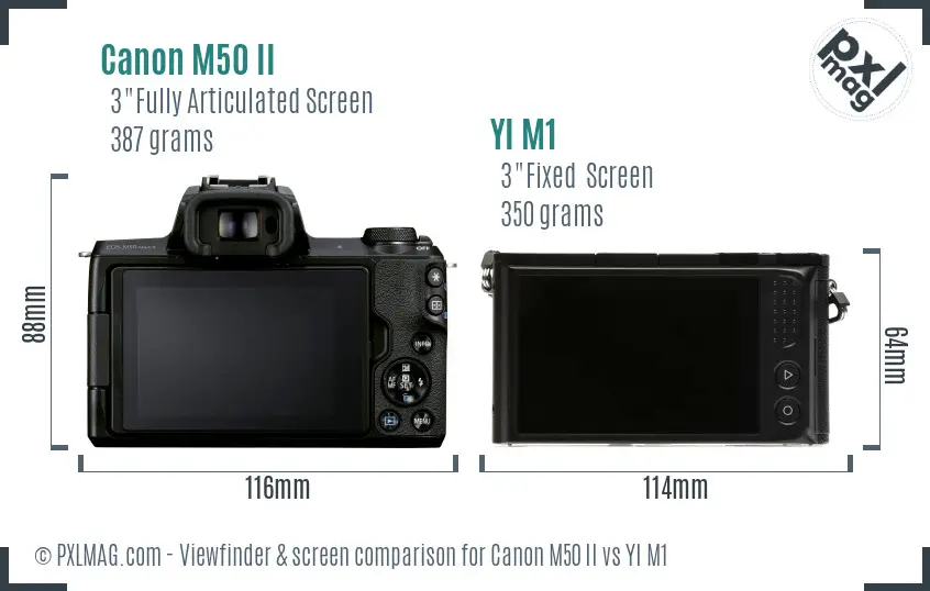 Canon M50 II vs YI M1 Screen and Viewfinder comparison