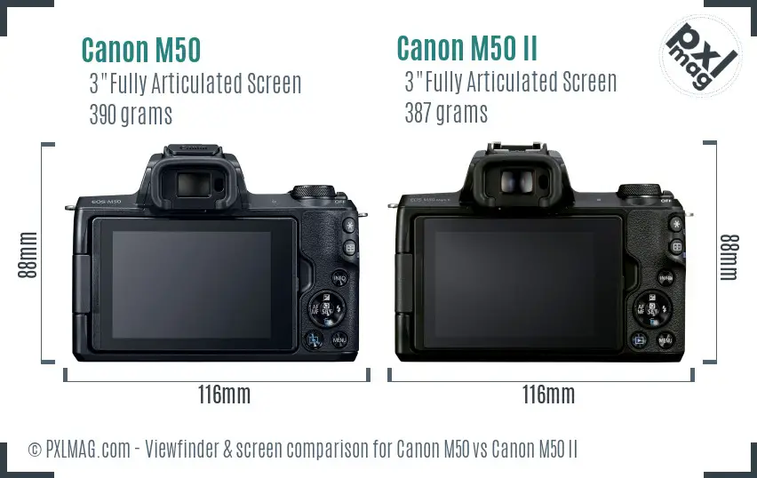 Canon M50 vs Canon M50 II Screen and Viewfinder comparison