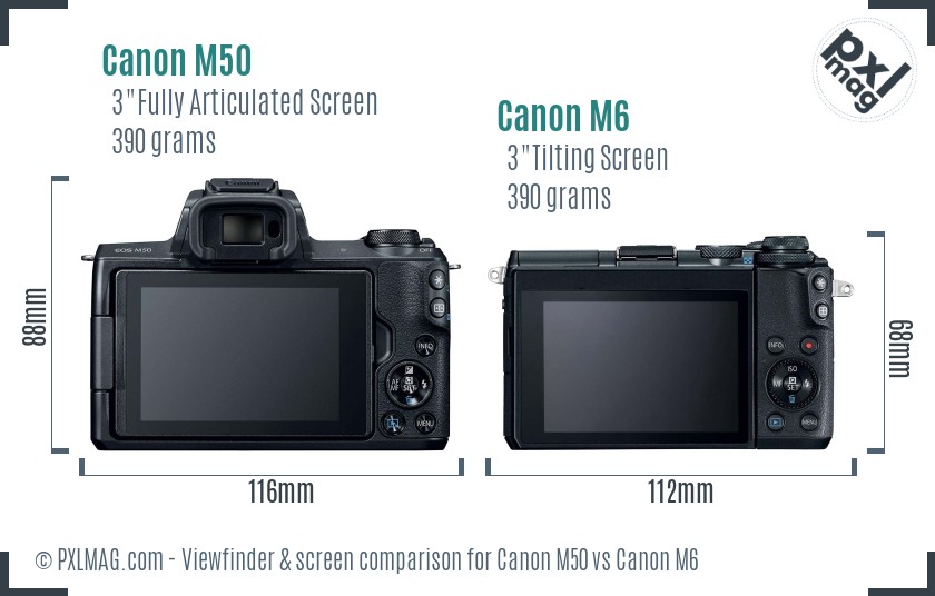 Canon M50 vs Canon M6 Screen and Viewfinder comparison