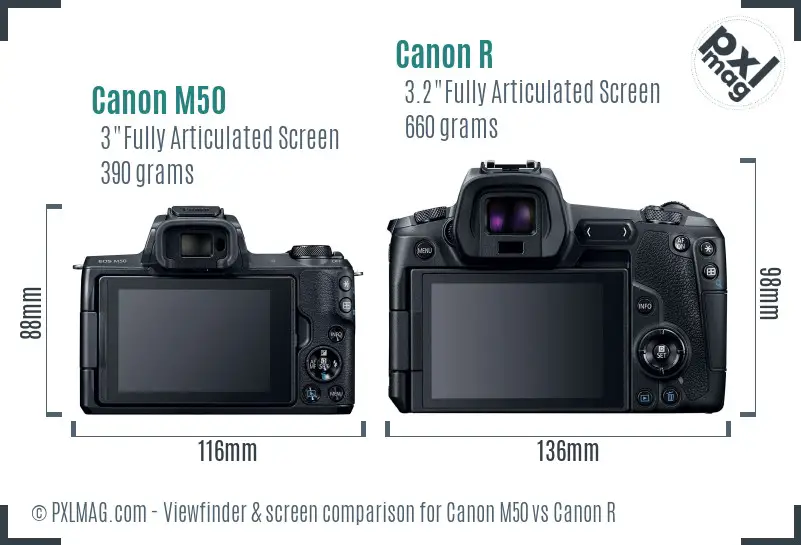 Canon M50 vs Canon R Screen and Viewfinder comparison