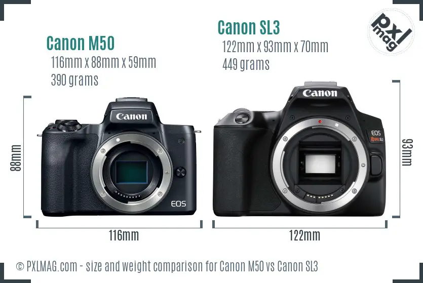 Canon M50 vs Canon SL3 size comparison Canon M50 vs Canon SL3 size comparison