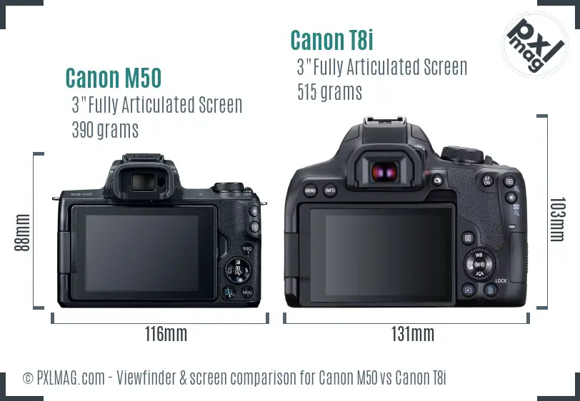 Canon M50 vs Canon T8i Screen and Viewfinder comparison