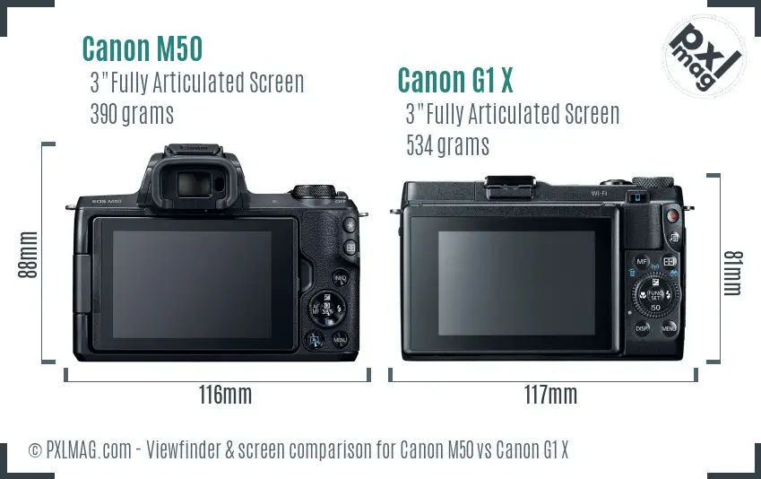 Canon M50 vs Canon G1 X Screen and Viewfinder comparison