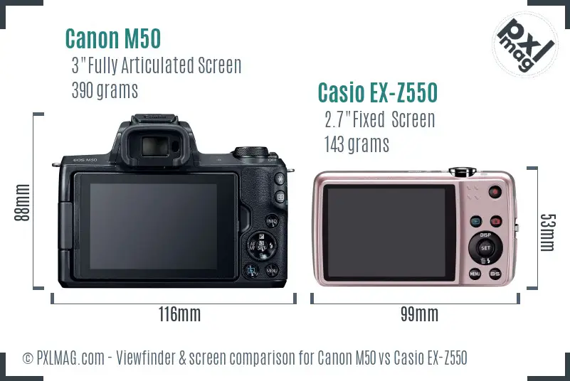 Canon M50 vs Casio EX-Z550 Screen and Viewfinder comparison
