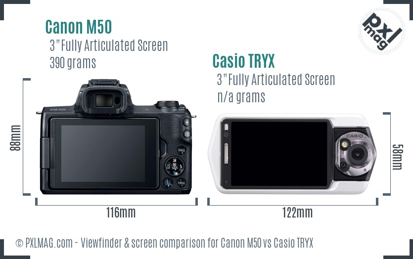 Canon M50 vs Casio TRYX Screen and Viewfinder comparison