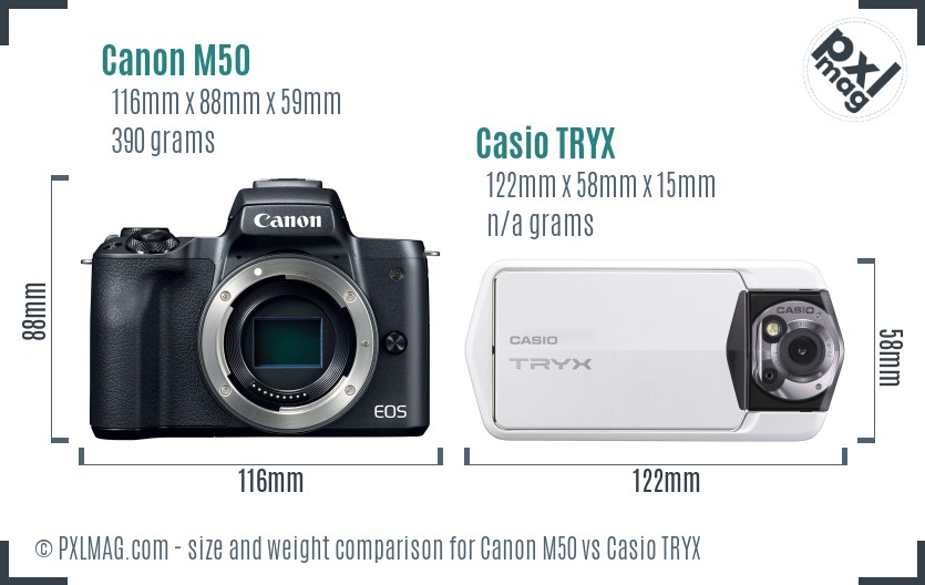 Canon M50 vs Casio TRYX size comparison Canon M50 vs Casio TRYX size comparison