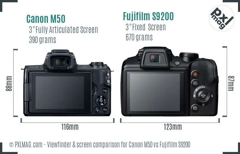 Canon M50 vs Fujifilm S9200 Screen and Viewfinder comparison