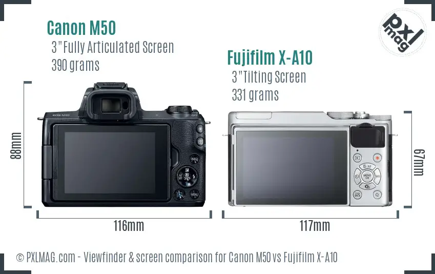 Canon M50 vs Fujifilm X-A10 Screen and Viewfinder comparison Canon M50 vs Fujifilm X-A10 Screen and Viewfinder comparison