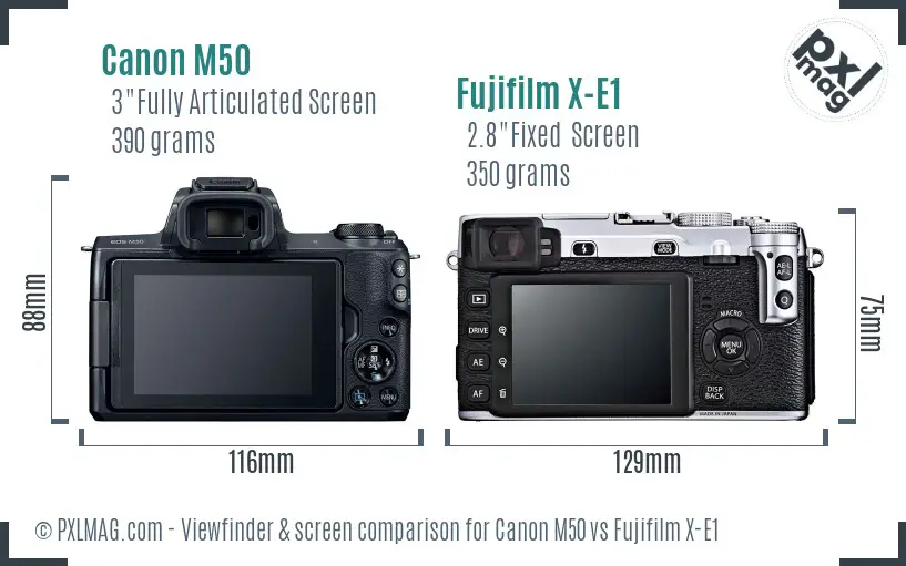 Canon M50 vs Fujifilm X-E1 Screen and Viewfinder comparison