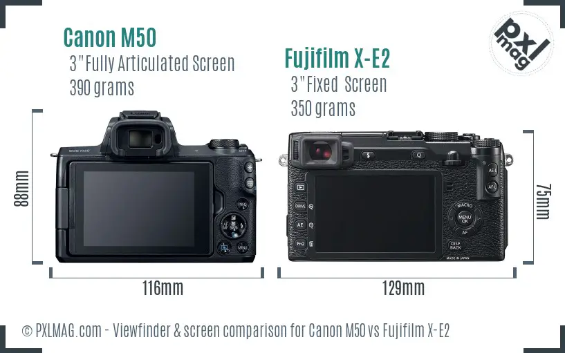 Canon M50 vs Fujifilm X-E2 Screen and Viewfinder comparison