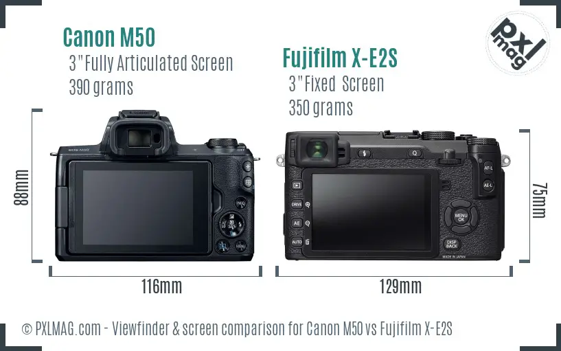 Canon M50 vs Fujifilm X-E2S Screen and Viewfinder comparison