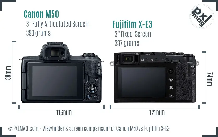 Canon M50 vs Fujifilm X-E3 Screen and Viewfinder comparison