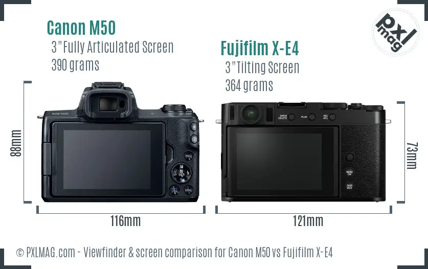 Canon M50 vs Fujifilm X-E4 Screen and Viewfinder comparison