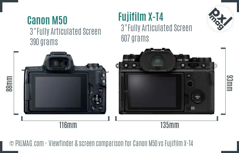 Canon M50 vs Fujifilm X-T4 Screen and Viewfinder comparison Canon M50 vs Fujifilm X-T4 Screen and Viewfinder comparison