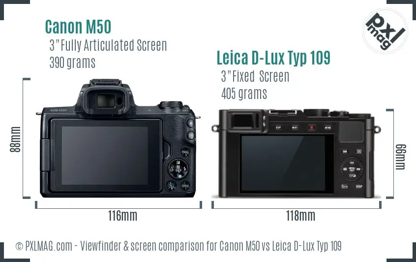 Canon M50 vs Leica D-Lux Typ 109 Screen and Viewfinder comparison