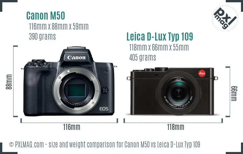 Canon M50 vs Leica D-Lux Typ 109 size comparison