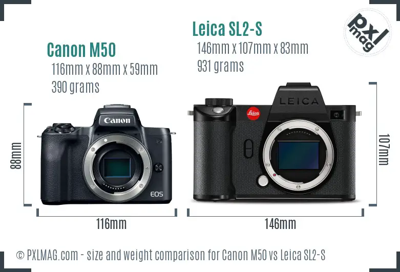 Canon M50 vs Leica SL2-S size comparison