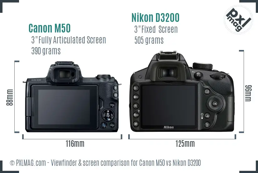 Canon M50 vs Nikon D3200 Screen and Viewfinder comparison Canon M50 vs Nikon D3200 Screen and Viewfinder comparison