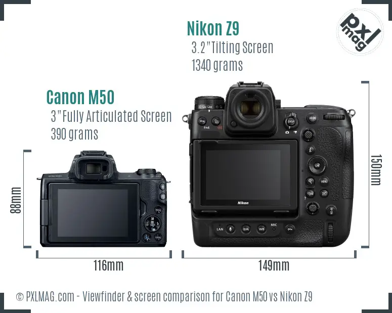 Canon M50 vs Nikon Z9 Screen and Viewfinder comparison Canon M50 vs Nikon Z9 Screen and Viewfinder comparison