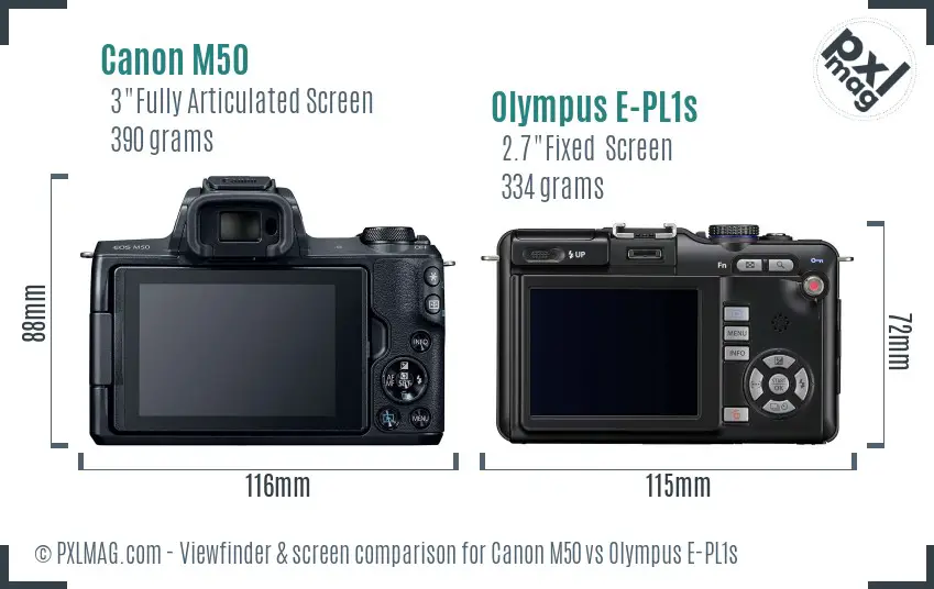 Canon M50 vs Olympus E-PL1s Screen and Viewfinder comparison