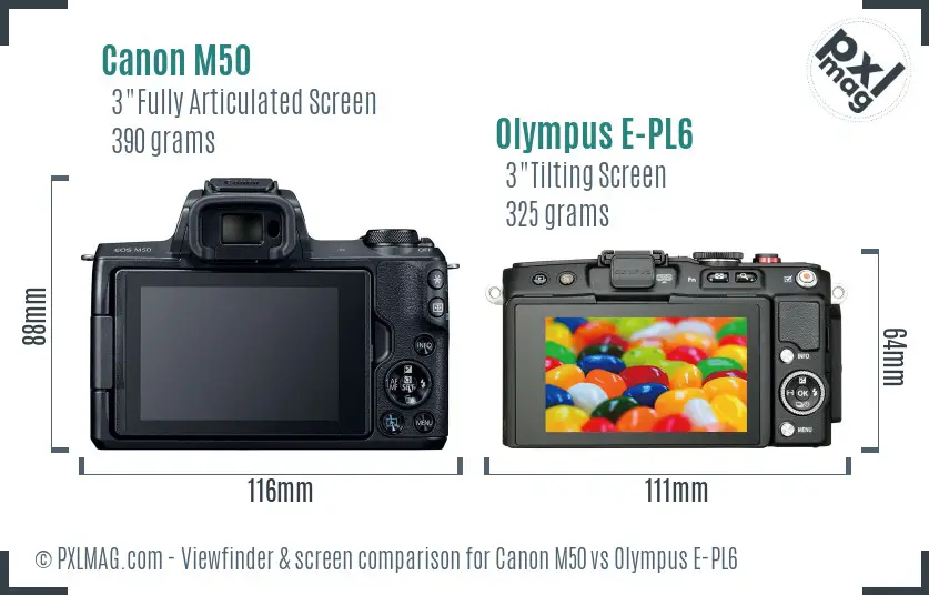 Canon M50 vs Olympus E-PL6 Screen and Viewfinder comparison