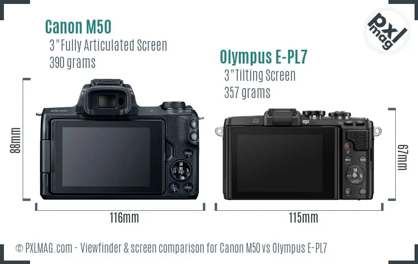 Canon M50 vs Olympus E-PL7 Screen and Viewfinder comparison Canon M50 vs Olympus E-PL7 Screen and Viewfinder comparison