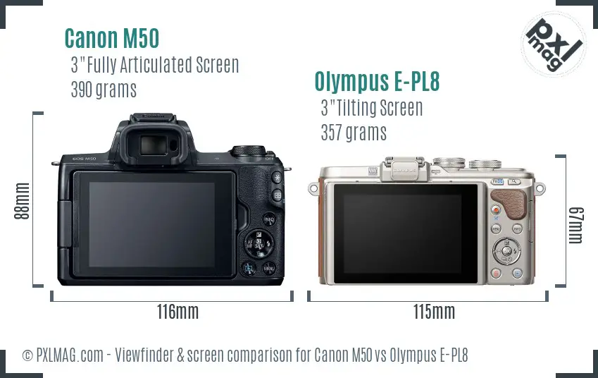 Canon M50 vs Olympus E-PL8 Screen and Viewfinder comparison Canon M50 vs Olympus E-PL8 Screen and Viewfinder comparison