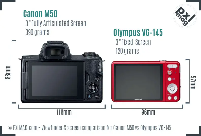 Canon M50 vs Olympus VG-145 Screen and Viewfinder comparison