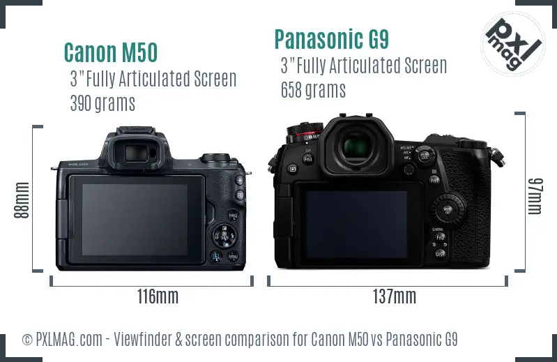 Canon M50 vs Panasonic G9 Screen and Viewfinder comparison