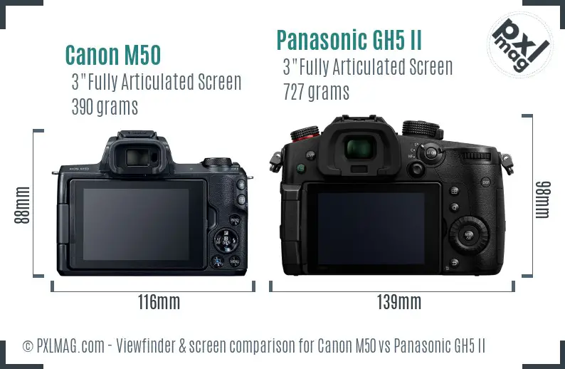 Canon M50 vs Panasonic GH5 II Screen and Viewfinder comparison