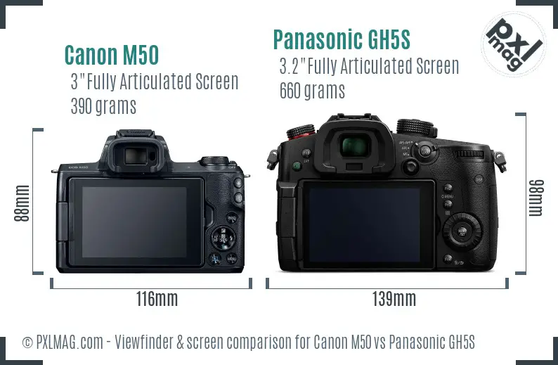 Canon M50 vs Panasonic GH5S Screen and Viewfinder comparison