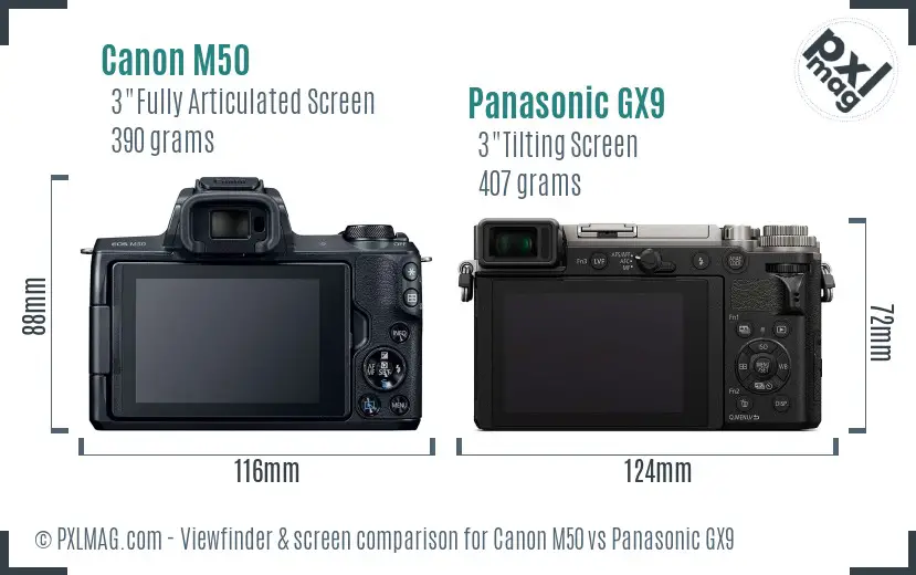 Canon M50 vs Panasonic GX9 Screen and Viewfinder comparison