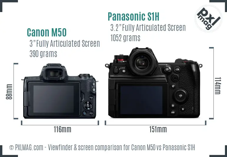 Canon M50 vs Panasonic S1H Screen and Viewfinder comparison