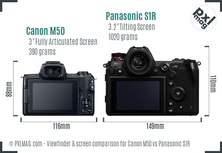 Canon M50 vs Panasonic S1R Screen and Viewfinder comparison