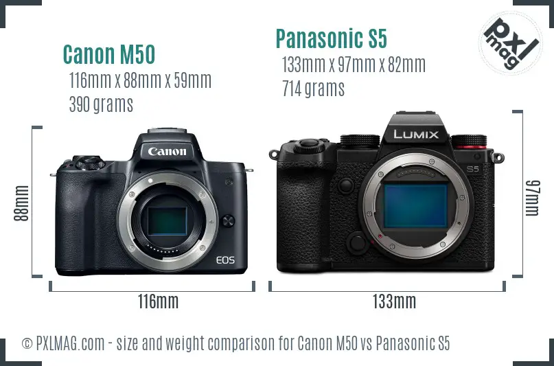 Canon M50 vs Panasonic S5 size comparison