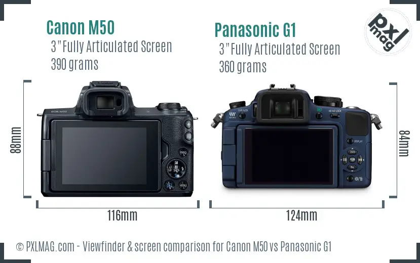 Canon M50 vs Panasonic G1 Screen and Viewfinder comparison
