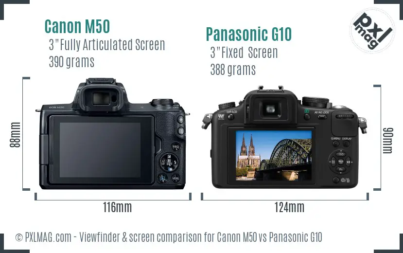 Canon M50 vs Panasonic G10 Screen and Viewfinder comparison