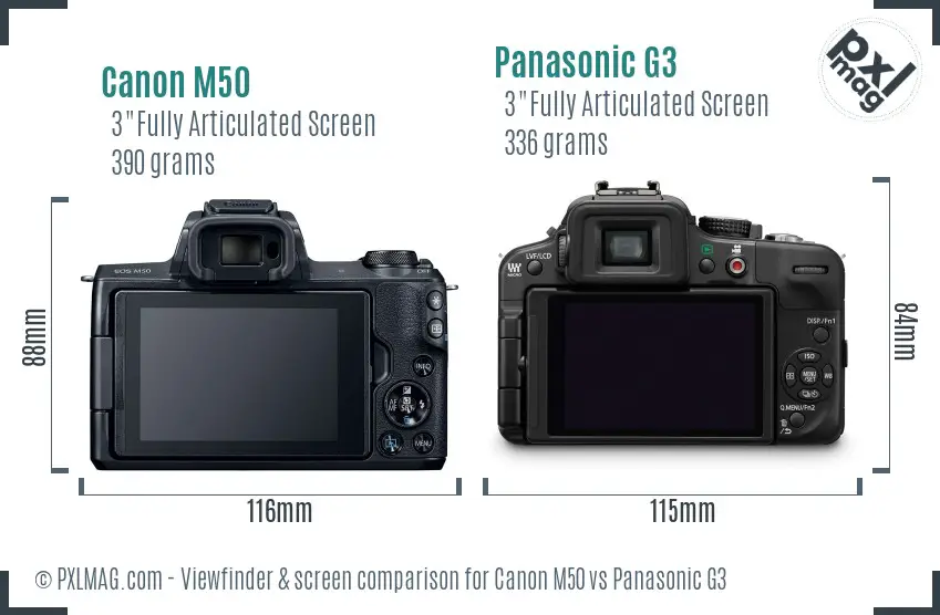 Canon M50 vs Panasonic G3 Screen and Viewfinder comparison