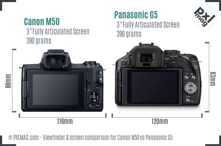 Canon M50 vs Panasonic G5 Screen and Viewfinder comparison