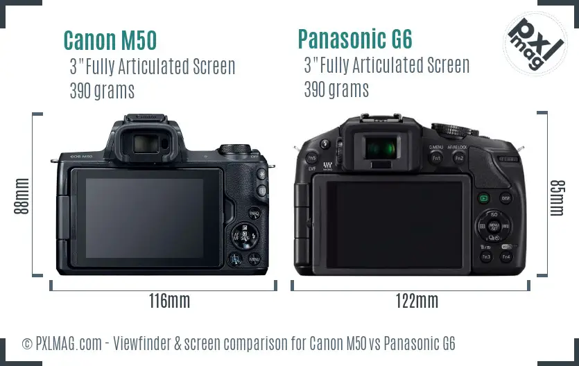 Canon M50 vs Panasonic G6 Screen and Viewfinder comparison