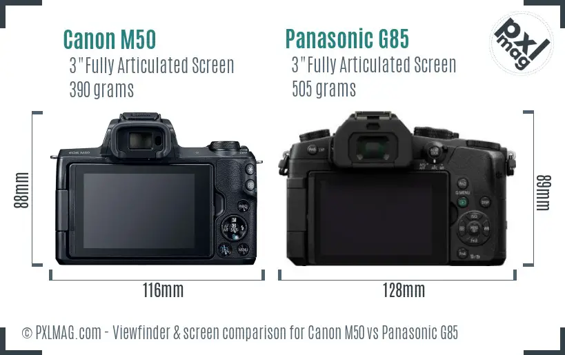 Canon M50 vs Panasonic G85 Screen and Viewfinder comparison