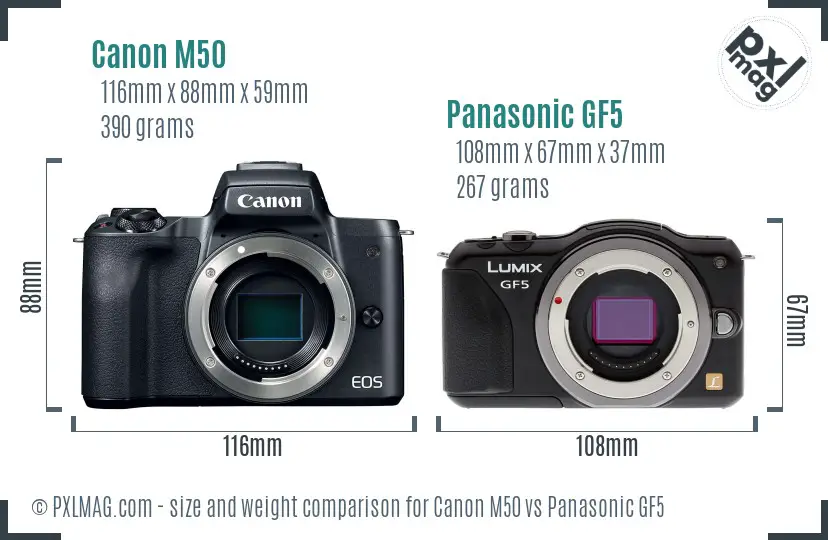 Canon M50 vs Panasonic GF5 size comparison