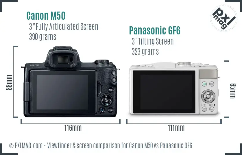 Canon M50 vs Panasonic GF6 Screen and Viewfinder comparison