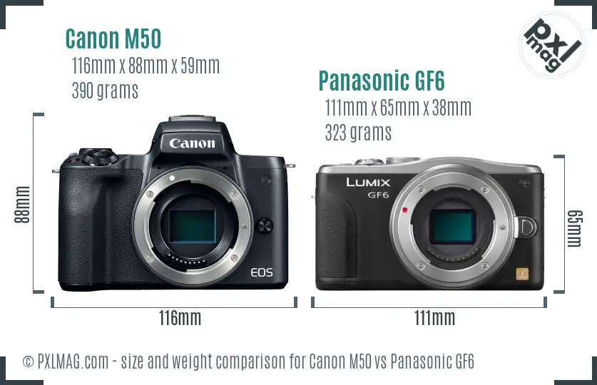 Canon M50 vs Panasonic GF6 size comparison