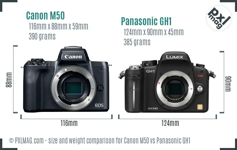Canon M50 vs Panasonic GH1 size comparison