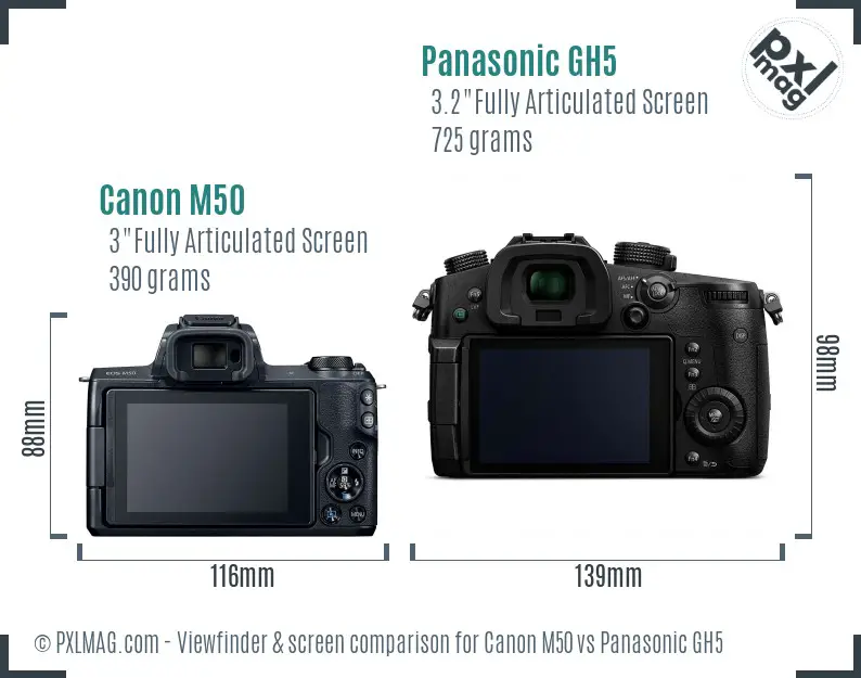 Canon M50 vs Panasonic GH5 Screen and Viewfinder comparison