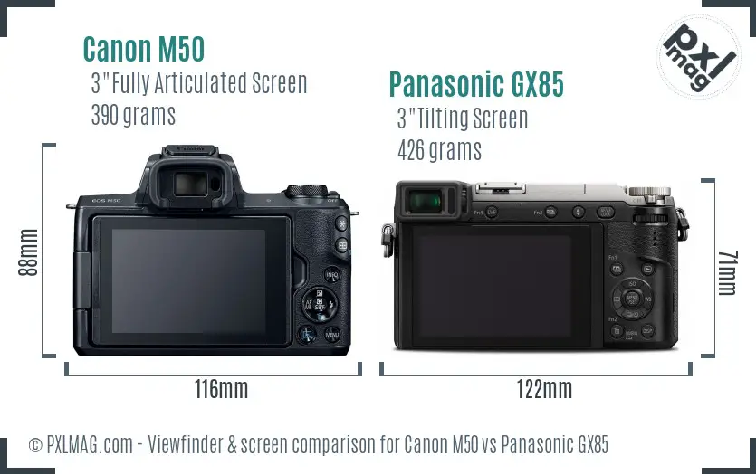 Canon M50 vs Panasonic GX85 Screen and Viewfinder comparison