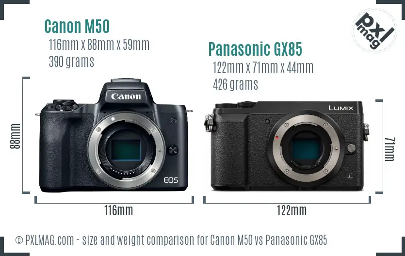 Canon M50 vs Panasonic GX85 size comparison