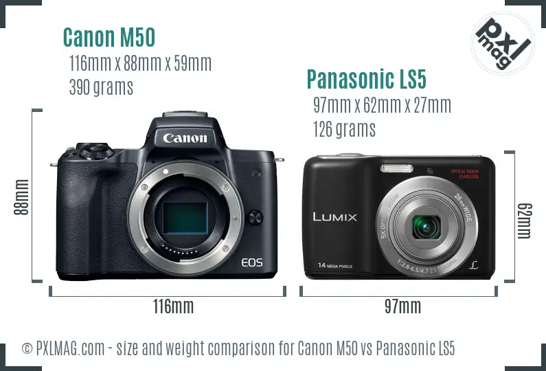 Canon M50 vs Panasonic LS5 size comparison